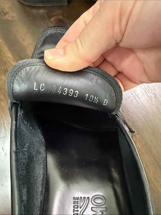 Salvatore Ferragamo Black Leather Slip-On Loafers with Metal Bit